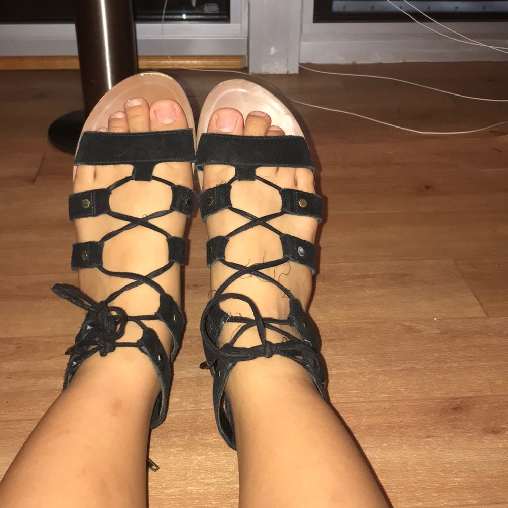 Strappy lace up sandals